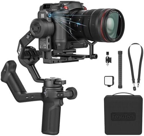 [Officiel] Feiyutech SCORP 3 KIT Stabilisateur de Cardan pour Appareil Photo avec Suivi AI 4.0 Intégré,Charge utile de 3,5kg,Poignée Amovible avec Contrôle sans Fil,5 Accessoires Supplémentaires