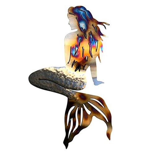 Sirène Métal Art Wall Decor En Acier Inoxydable Sirène Artisanat Pour Jardin Plage Rustique Maison Wall Decor