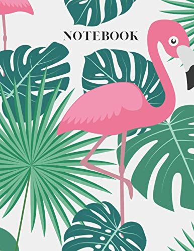 Flamingo And Palm Leaves Notebook: Plain Wide Ruled Notebook/Journal For Back To School, Work, Appointments, Organize Schedules, Writing Composition, Daily Journaling And Write Your General Notes