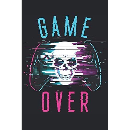 Game Over: Gaming Notebook - 120 Lined Pages To Write Thoughts, Ideas And Impressions |Dina5 |Funny Gamer Glitch Skull Gift Idea For Nerds And Zocker Loving Your Ps Console And Controller
