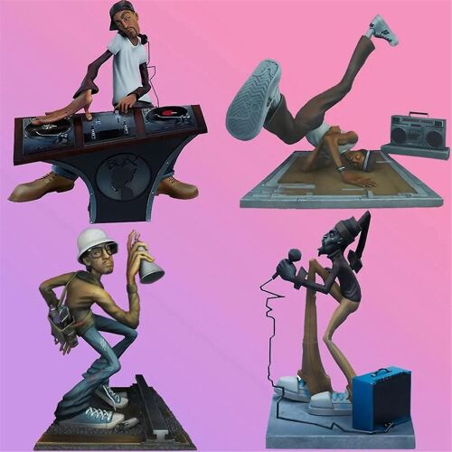 1Pcs New Hip Hop Elements Sculpture the Elements of Hip Hop Artist Statue Resin D