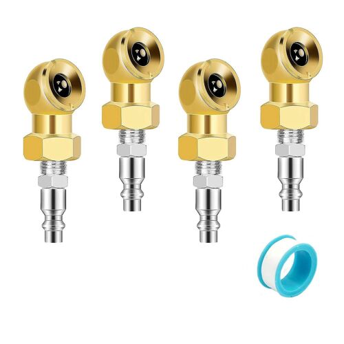 4pcs 1/4inch Air Chuck Tire Pressure Caps Portable Air Chuck Closed Brass Ball Gonfleur Pour Inflato