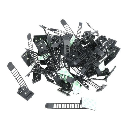 50 pièces 2 tailles de serre-câbles en nylon auto-adhésifs réglables pince de cordon pour la gestion des câbles et petit