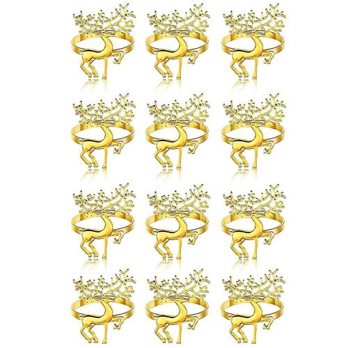 12Pcs Christmas Deer Napkin Rings Set,Chic Reindeer Napkin Buckle for Christmas, Wedding Adornment