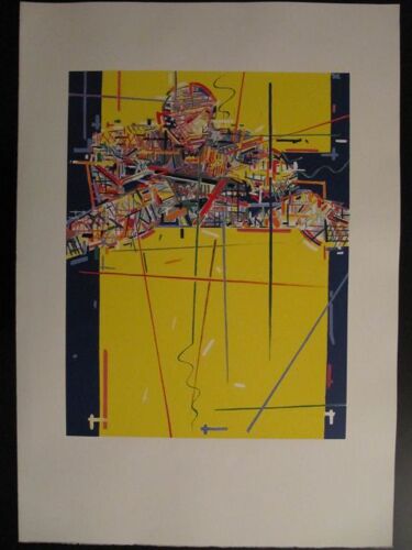 Personnage Coloré,Sur Fond Jaune, Sérigraphie Sur Papier Velin.