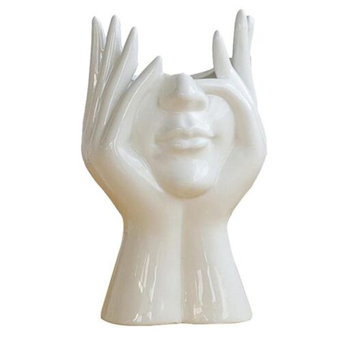 Nordic Style Flower Vase Women Body Half Face Flower Pot Vase Ceramic Art Crafts Bedroom Living Roo