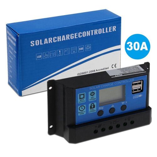 Régulateur de panneau solaire 12V-24V, 30A PWM, Auto, double affichage numérique USB, contrôleur de Charge pour Batteries au plomb