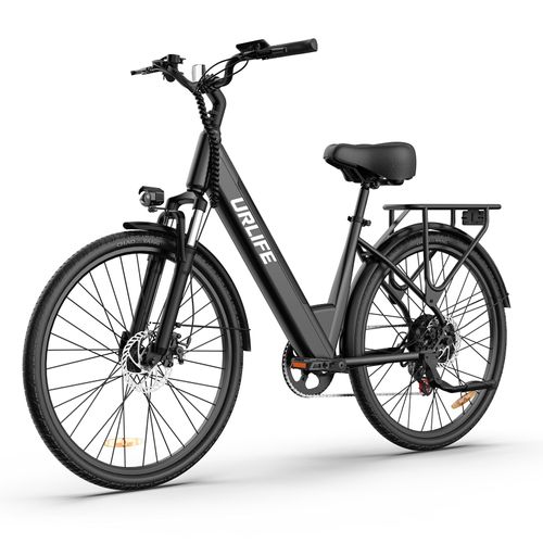 Vélo Électrique Urbain Urlife E26 26 Pouces - Moteur 350 W - Batterie 36 V 13 Ah - Autonomie 80 Km - Dérailleur Shimano 7 Vitesses - Noir