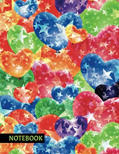 Notebook: Large Composition Notebook (8.5 X 11) - 110 College Ruled Pages - Unusual And Startling Cover Design: Stars And Hearts. Journal, Diary, Copybook