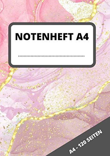 Notenheft A4: Notizbuch Mit Notenlinien | Schreibheft Für Musiker, Die Gitarre Oder Klavier Spielen Lernen | Geschenkidee Für Musikschüler Oder Musiklehrer