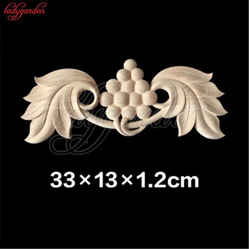 Sculpture en bois de fleur, applique décorative en bois naturel pour meubles d'armoire, moulures en bois non peintes, décalcomanie, Figurine décorative