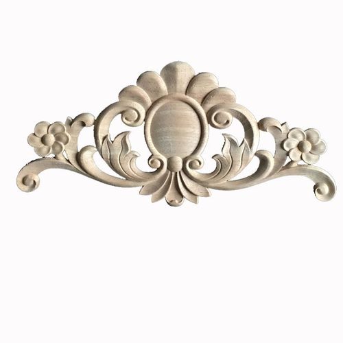 Sculpture en bois de fleurs décoratives naturelles, Appliques de meubles, armoire, moulures en bois non peintes, décalcomanie, Figurines décoratives
