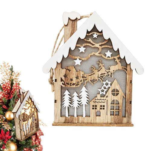Ornements de cabine lumineux en verre soufflé pour arbre de noël, décoration de maison, joyeux noël