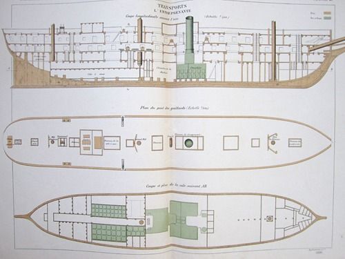 Aide-Mémoire D'artillerie Navale. Planches. 2e Livraison 1879 (Chapitre Vi : Renseignements Sur Les Navires) : Planche 41 : Transports L'entreprenant