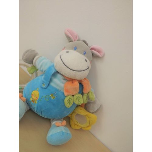 Peluche Zebre Cheval Bleu Poussin Anneau Nicotoy