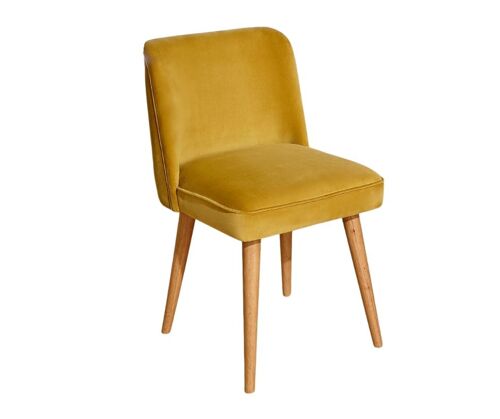 Robin des Bois - APOLLINE - Chaises style vintage en velours de coton et bois massif, lot de 2 - FSC® - Jaune