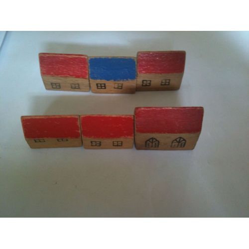 Lot De 6 Petites Maisons En Bois