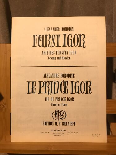 Borodine Prince Igor Air Du Prince Igor Partition Chant Piano Balaieff