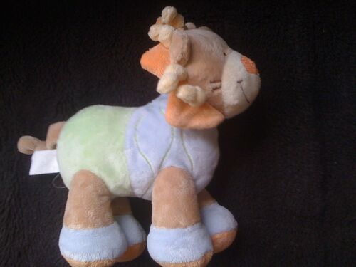 Doudou Lion Bleu Orange. Grelot.