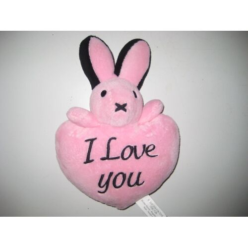 Doudou Lapin Rose I Love You Fun Toys Accroche