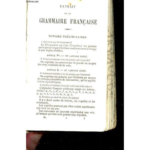 Extrait De La Grammaire Francaise.