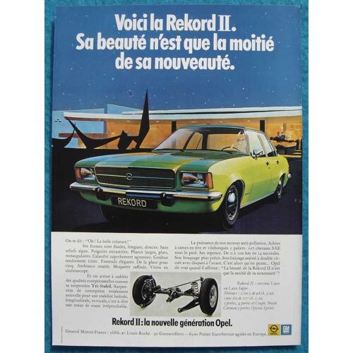 Publicité Papier - Voiture Opel Rekord De 1972