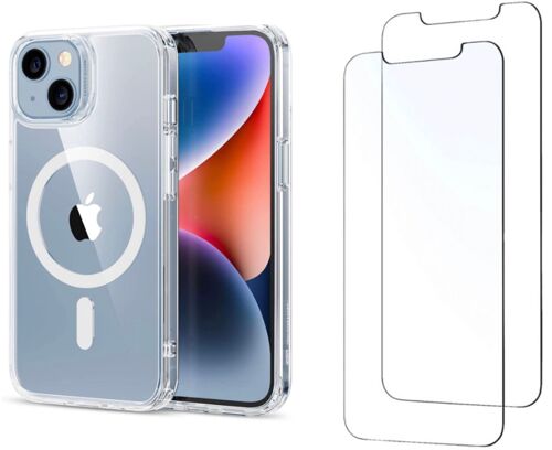 Coque Iphone 14 Coque Magsafe Transparente + 2 Verres trempés film de protection