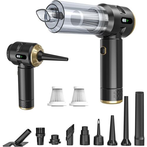 Aspirateur À Main Sans Fil,Souffleur De Poussière Portable Rechargeable Et Léger,Mini Aspirateur De Voiture Puissant De 22000 PA Pour Un Nettoyage En Profondeur De La Maison,De La Voiture(Noir-Or)