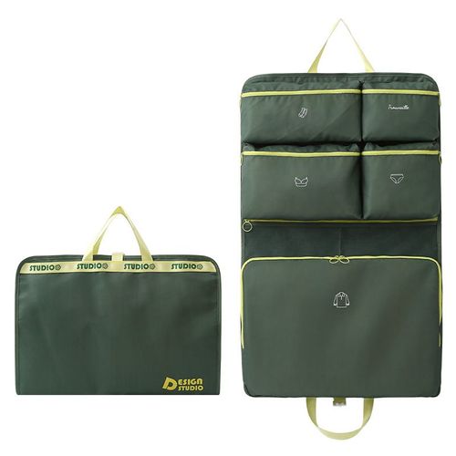 Sac de rangement pliable pour vêtements de voyage - Solution d'emballage efficace Vert