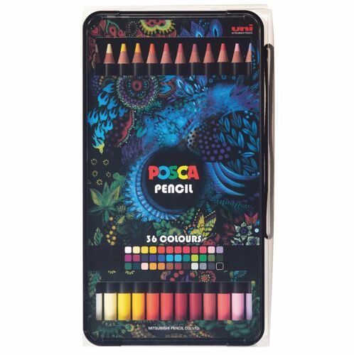 Uni Posca Pencil 36 Colours 4902778239407 Crayon De Couleur A L'huile Art Dessin Graffiti Lot Set Pack Black Friday Promo Discount Comasound Kartel Csk Online