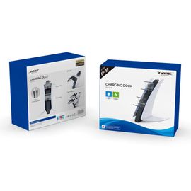 Contrôleur De Jeu Ps5 Type D'avion Chargeur Double Siège Ps5 Base De Charge Sans Fil À Double Poignée Avec Lumière Bleue Tp5-0557