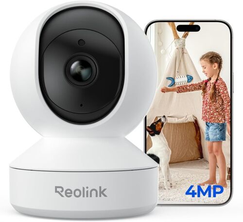 Reolink 4MP Interieur Caméra Surveillance WiFi – Vue à 360°, Suivi Automatique, Détection IA (Personne/Animal/Pleurs), Audio Bidirectionnel, Vision Nocturne, Mode Privé, sans Abonnement – ​​E1