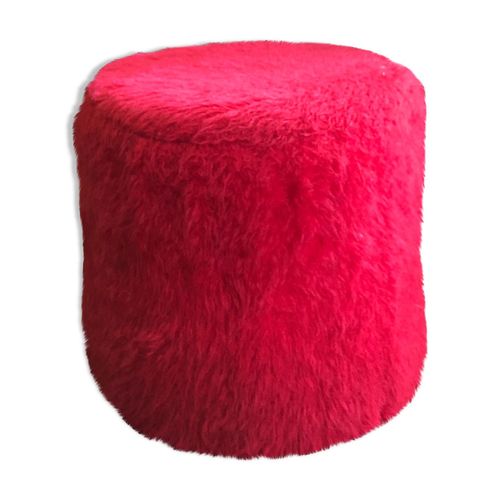 Pouf Vintage Moumoute Rouge