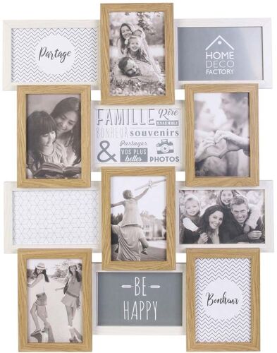 Pêle-mêle bois et blanc photos 10 x 15 cm Family 12 photos