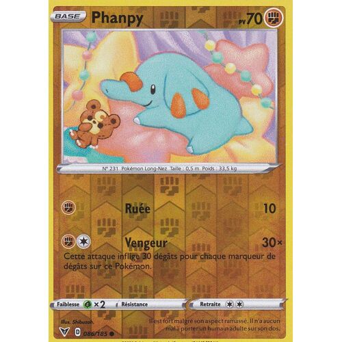 Carte Pokemon - Phanpy - 086/185 - Reverse - Épée Et Bouclier 4 - Voltage Éclatant - Eb4 - Vf