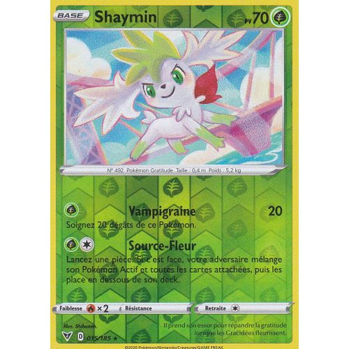 Carte Pokemon - Shaymin - 015/185 - Holo-Reverse - Épée Et Bouclier 4 - Voltage Éclatant - Eb4 - Vf