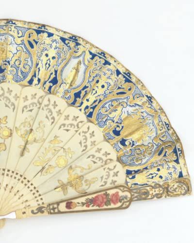 Notebook: French Fashion Fan Haute Couture Artistic Blue Gold Notebook Dot Grid Journal
