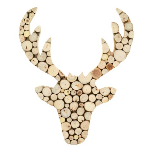 Tête de renne en rondins de bois d'arbre à soie