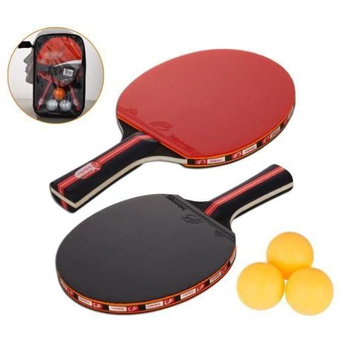 Raquette De Ping Pong, Set De Tennis De Table, 2 Raquette Ping Pong De Peuplier+3 Balle+1 Sac