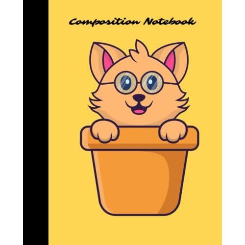 Cute Cat Composition Notebook: Cute Cat In A Flower Vase For Study