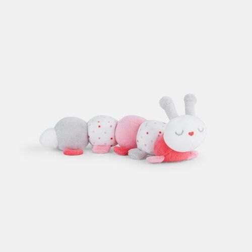 Doudou Hochet Chenille Rose Obaibi 29 Cm
