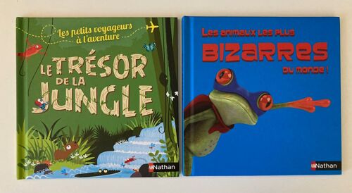 2 Livres Nathan : "Les Animaux Les Plus Bizarres Du Monde" Et "Le Trésor De La Jungle"