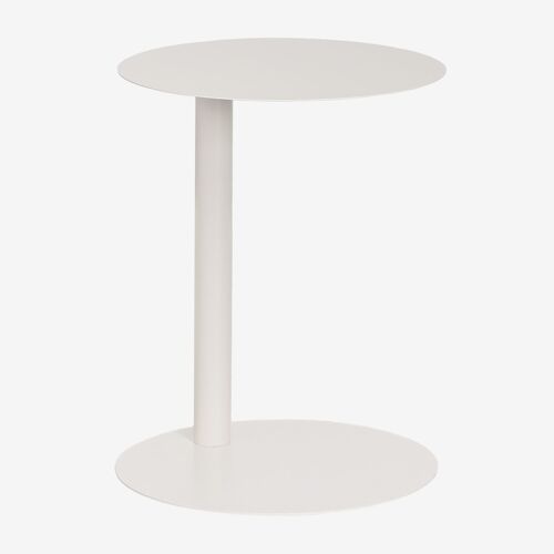 Table d'appoint ronde Ø40 cm en acier Yannik Blanc Gardenia
