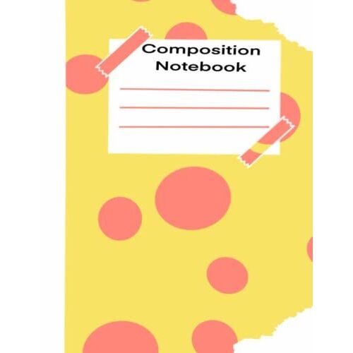 Notebook Pink Dot With Yellow Print Composition- College Ruled 100 Pages- Large 8.5 X 11