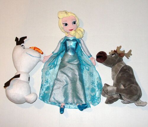 La Reine Des Neiges Frozen Lot De 3 Peluches Elsa Olaf Et Sven Le Renne Disney Nicotoy De 25 Cm A 48 Cm