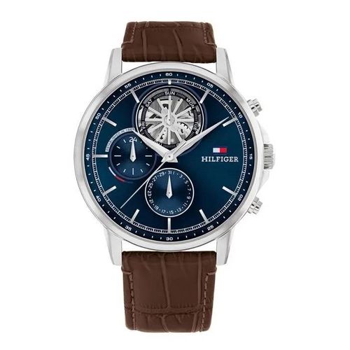 Montre Homme Bracelet Cuir - Tommy Hilfiger - Montre Tommy Hilfiger Cadran Acier Bracelet Cuir