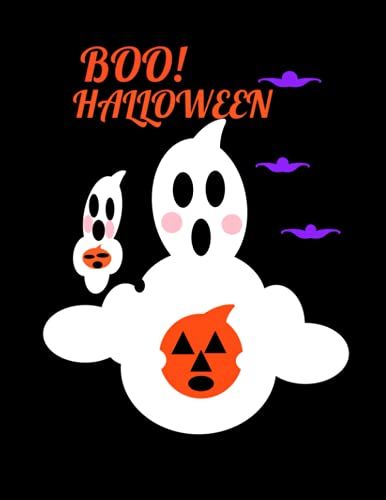 Boo! Halloween: Ghost And Pumpkin Halloween Notebook, 8.5"X11", 110 Pages, Nice Gift For Kids, Teens, And Adults.