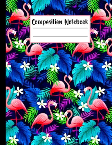 Composition Notebook: Cute Flamingo Wide Ruled Notebook Lined College Journal 8.5" X 11"-110 Pages For Girls, Kids, School, Students And Teachers.