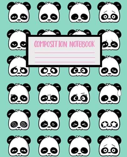 Composition Notebook: Wide Ruled Paper Notebook Journal. Cute Cartoon Panda Blank Lined Workbook For Teens Kids Students Girls For Home School College For Writing Notes 7.5'' X 9.25''