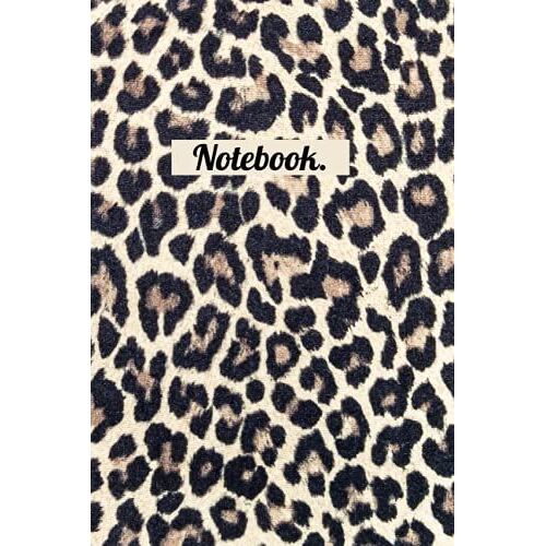 Leopard Print Notebook: College Ruled 200 Pages With Cute Paw Print Detail - 6 X 9 Inch